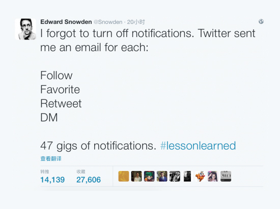 斯諾登有多火？Twitter的郵件已達(dá)47GB
