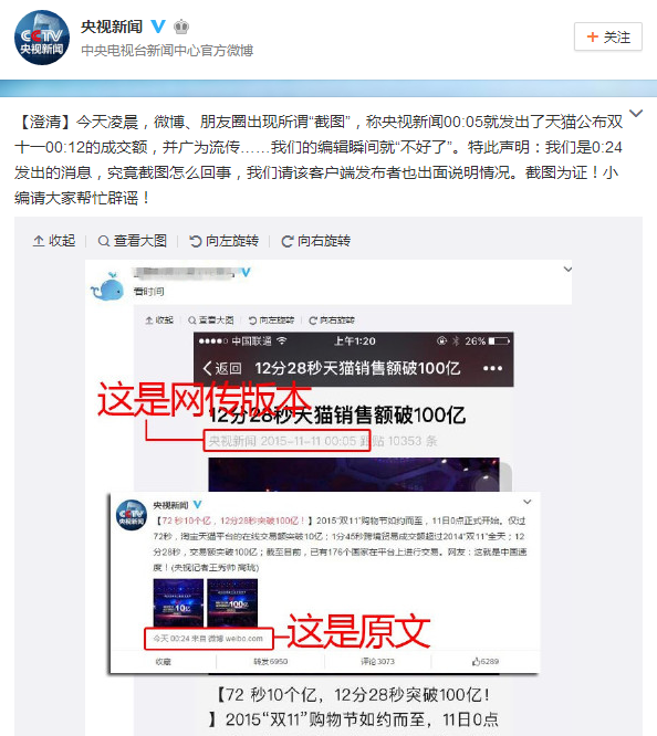天貓雙11數(shù)據(jù)造假？央視/網(wǎng)易紛紛澄清，你信嗎