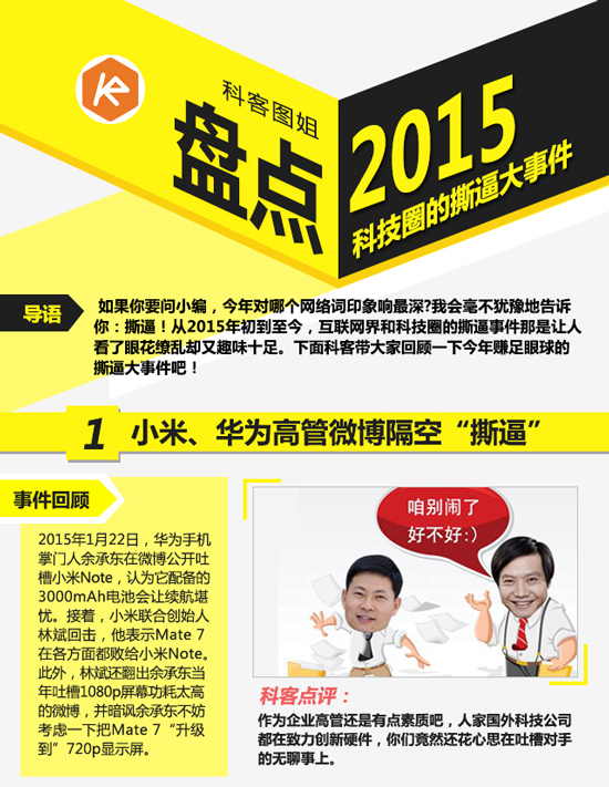 科客圖姐：帶你一圖重溫2015年科技圈的撕逼大事件