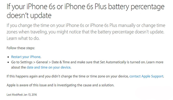 蘋(píng)果iPhone 6s電量顯示出問(wèn)題：時(shí)間設(shè)置惹的禍