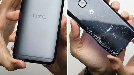 三星S7對(duì)比HTC 10耐摔測(cè)試：一秒就輸了