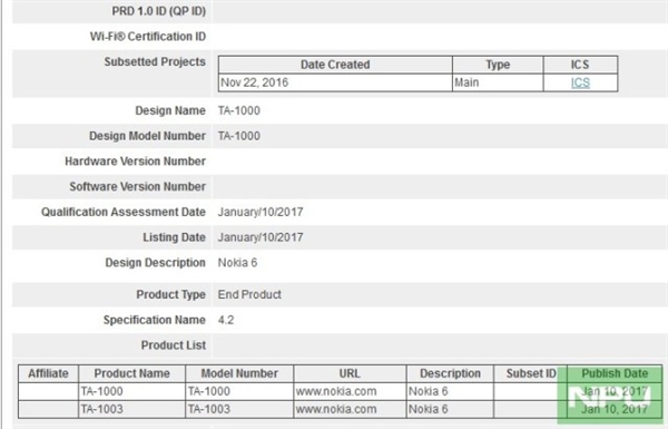 Nokia 6國(guó)際版或于MWC2017亮相